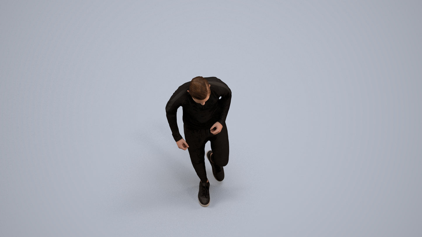 3D scanned boy sport casual, photorealistic archviz people for Enscape and SketchUp, back view render