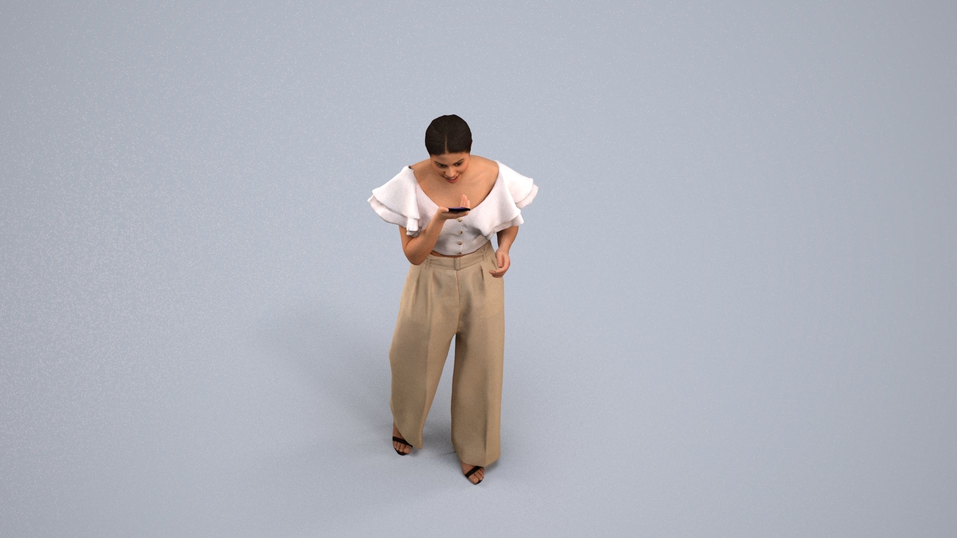 photogrammetry 3D woman business walking, realistic human model archviz FBX, back view render