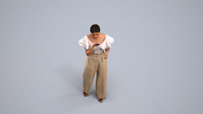 photogrammetry 3D woman business walking, realistic human model archviz FBX, back view render