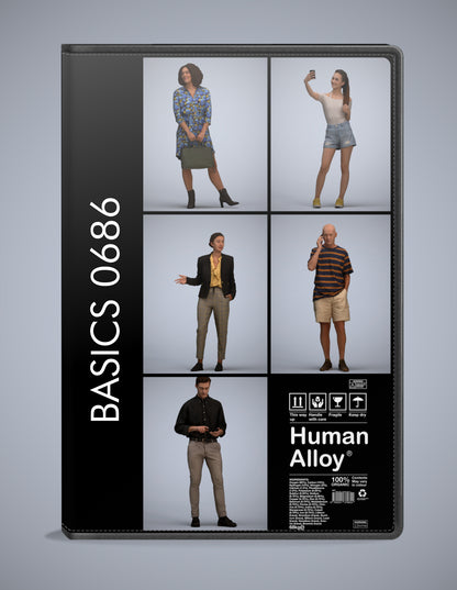 realistic 3D people standing set, 5 render-ready models for V-Ray and Corona