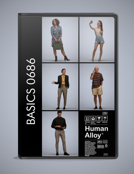 realistic 3D people standing set, 5 render-ready models for V-Ray and Corona