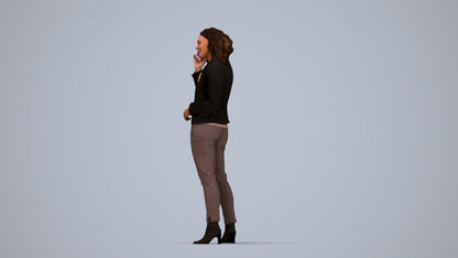 scanned 3D woman business standing, photogrammetry people for Enscape and V-Ray, top-down view render