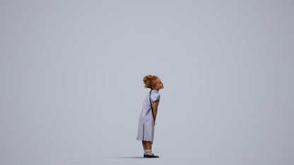realistic 3D girl casual kids, scanned archviz people for Blender and 3ds Max, side view render