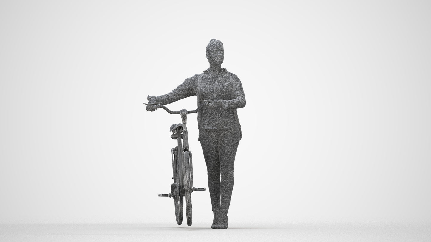 scanned 3D woman business walking, photogrammetry people for Enscape and V-Ray, wireframe back view