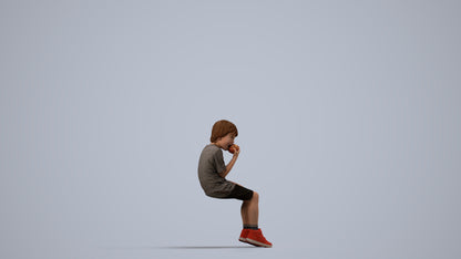 photogrammetry 3D boy casual kids, realistic human model archviz FBX, side view render