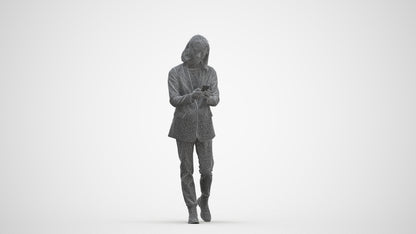 photogrammetry 3D woman business standing, realistic human model archviz FBX, three-quarter front view render