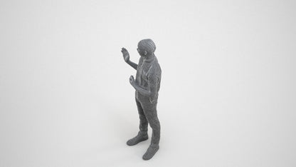 photogrammetry 3D boy hospitality, realistic human model archviz FBX, wireframe three-quarter view