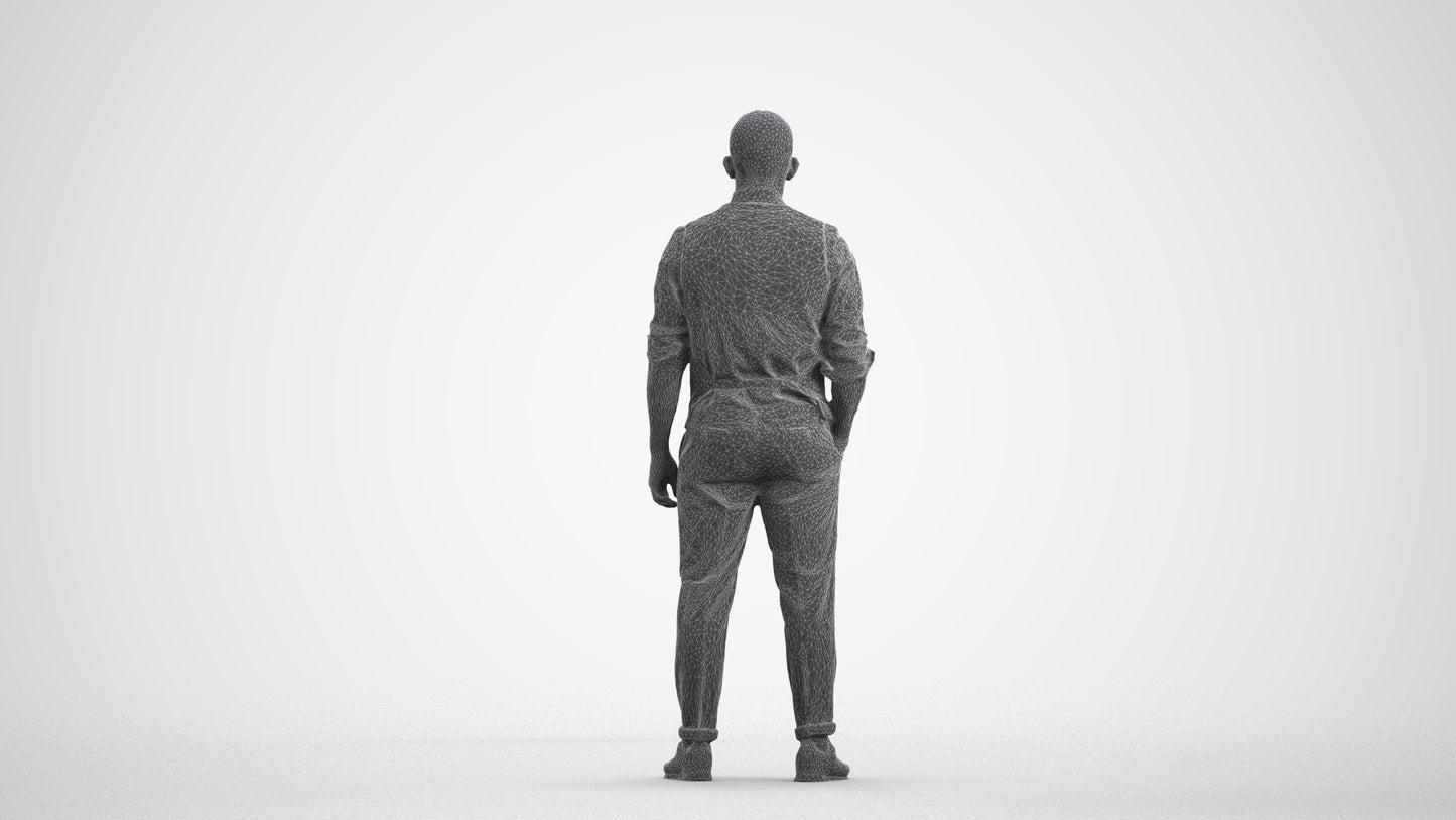 realistic 3D people man business, render-ready for V-Ray and Corona, FBX OBJ, wireframe front view