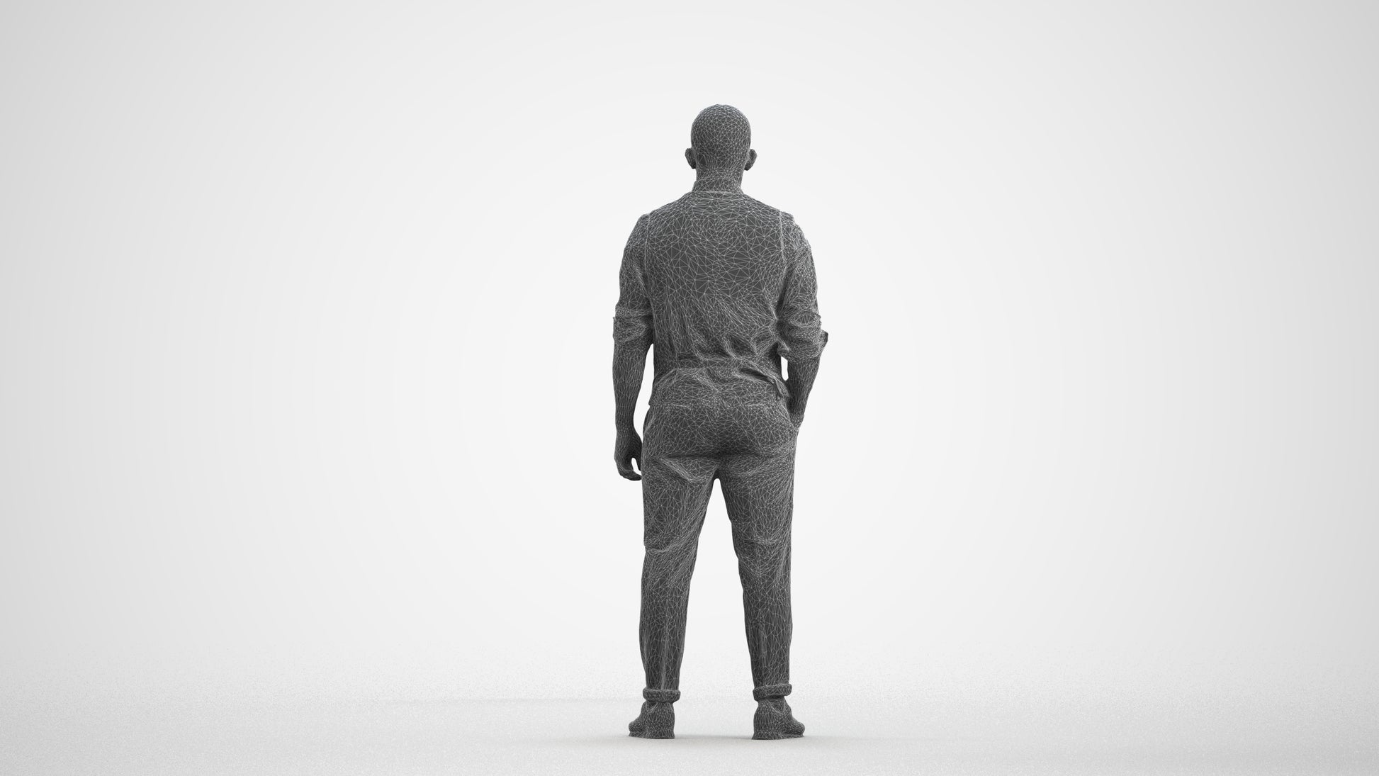 realistic 3D people man business, render-ready for V-Ray and Corona, FBX OBJ, wireframe front view