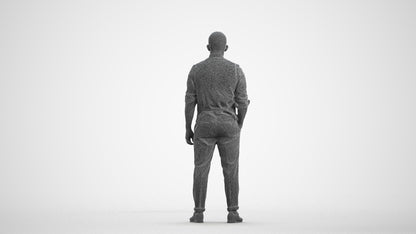 realistic 3D people man business, render-ready for V-Ray and Corona, FBX OBJ, wireframe front view
