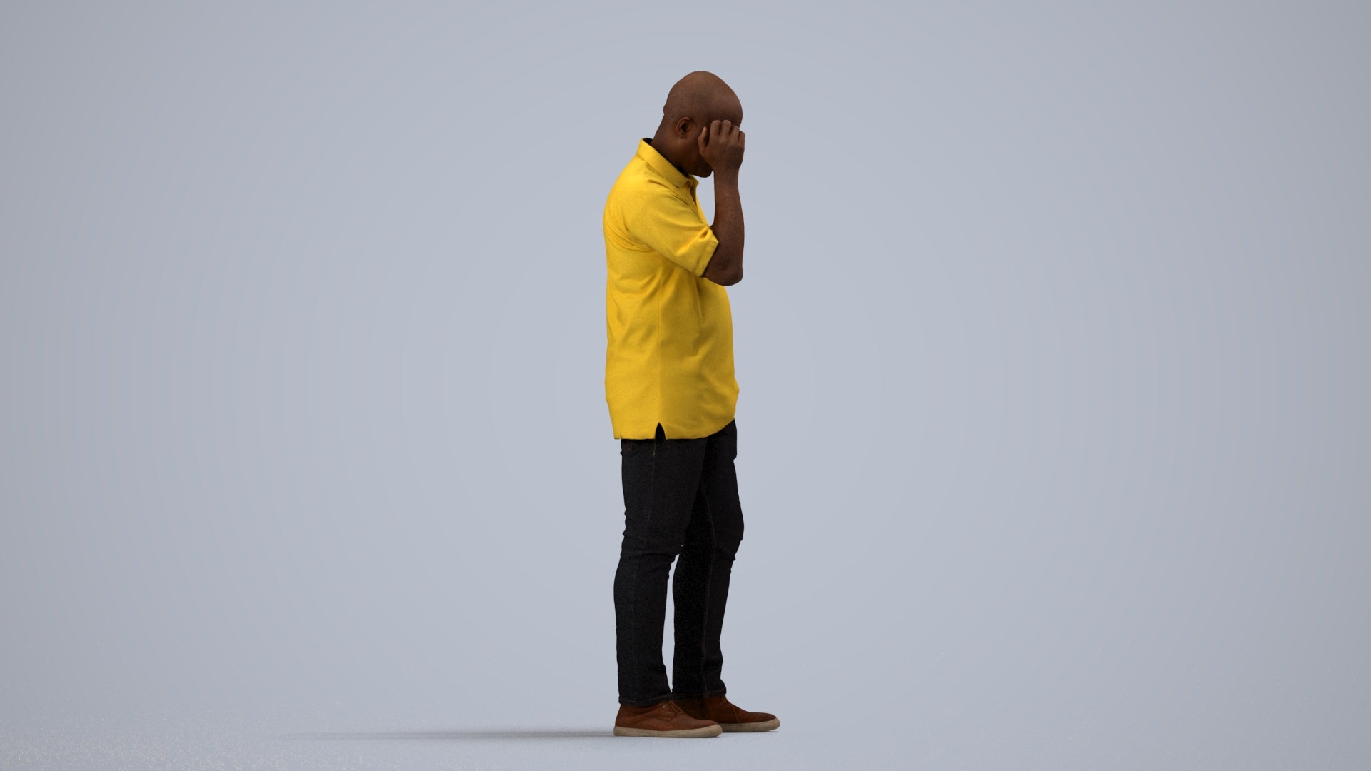 scanned 3D man casual standing, photogrammetry people for Enscape and V-Ray, side view render