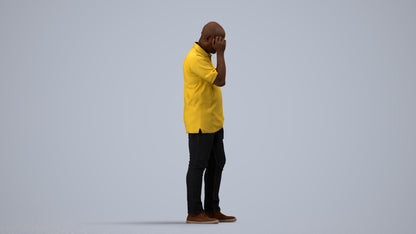 scanned 3D man casual standing, photogrammetry people for Enscape and V-Ray, side view render