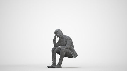3D human model man casual business, photogrammetry scanned person for archviz, three-quarter front view render