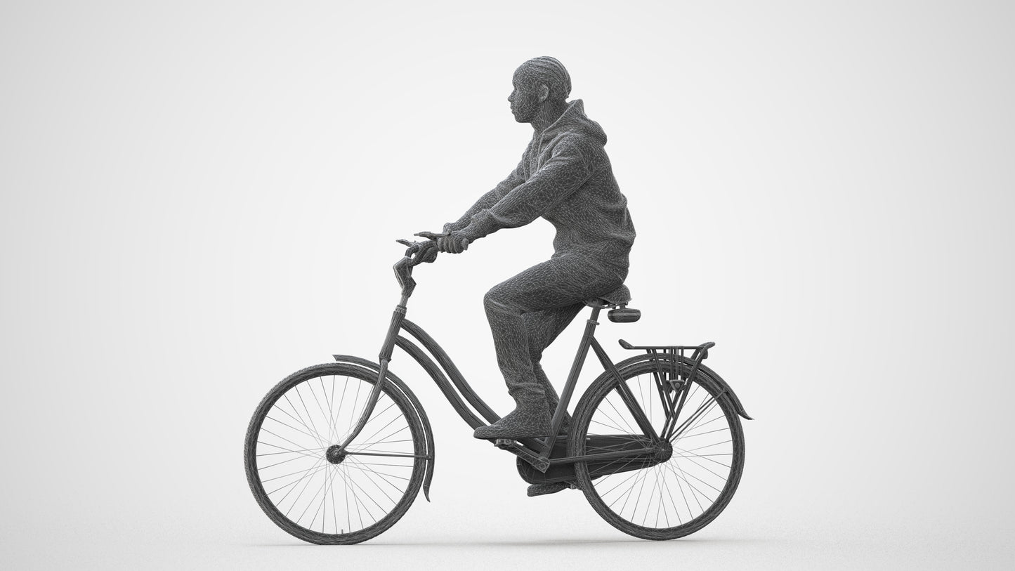 realistic 3D boy casual cycling, scanned archviz people for Blender and 3ds Max, square thumbnail