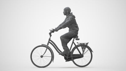 realistic 3D boy casual cycling, scanned archviz people for Blender and 3ds Max, square thumbnail
