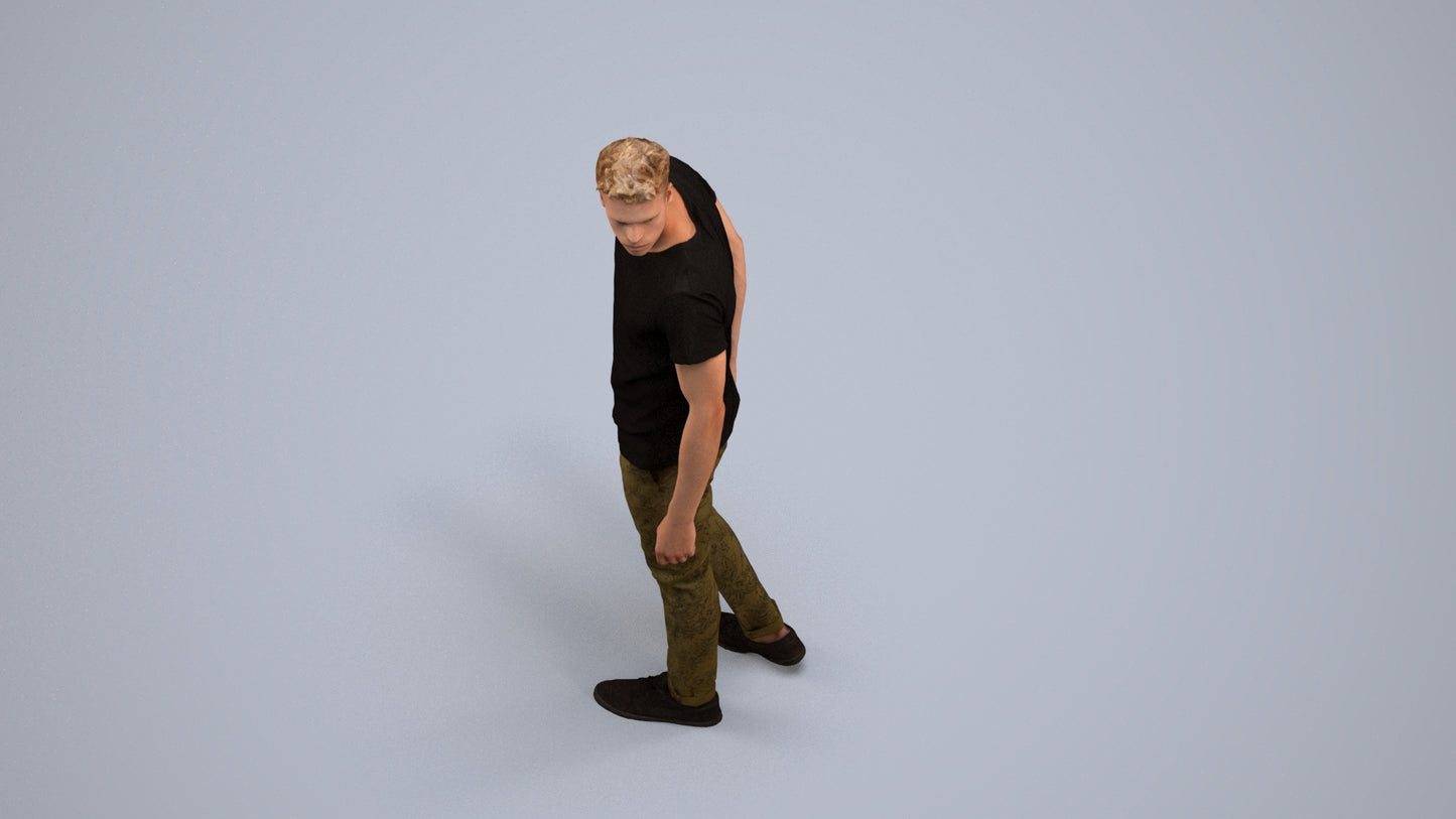 3D scanned man mix casual, photorealistic archviz people for Enscape and SketchUp, back view render