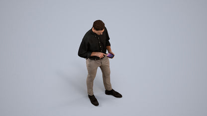 3D people model man casual standing, scanned human for 3ds Max rendering, back view render