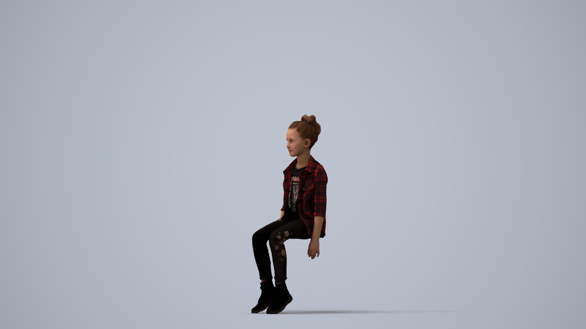 photogrammetry 3D girl casual kids, realistic human model archviz FBX, three-quarter view render