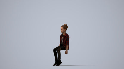 photogrammetry 3D girl casual kids, realistic human model archviz FBX, three-quarter view render