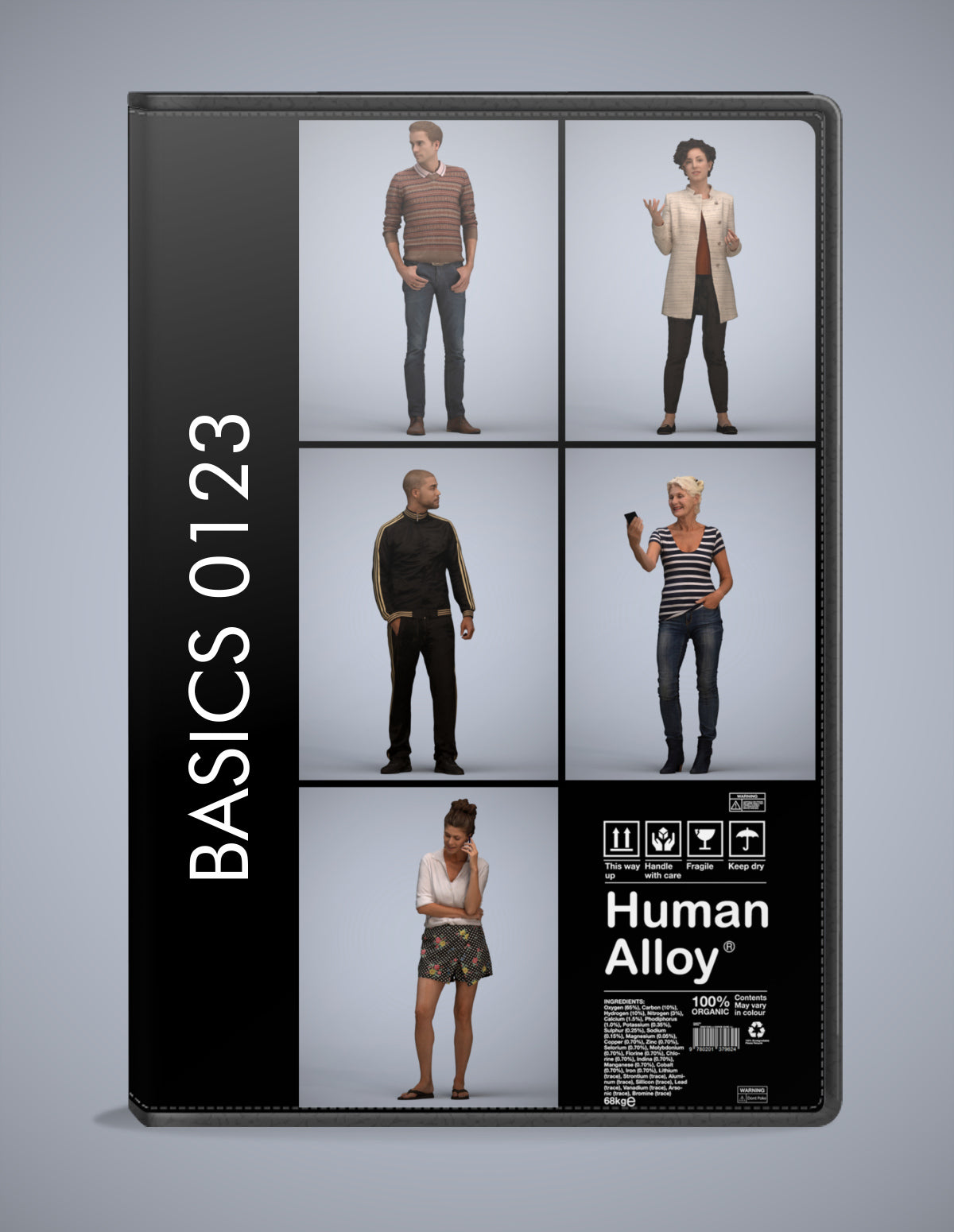 3D human models standing bundle, 5 photogrammetry scanned people for archviz