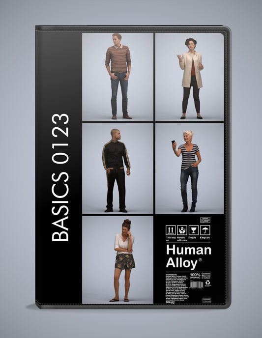 3D human models standing bundle, 5 photogrammetry scanned people for archviz