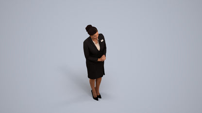 3D scanned woman standing, photorealistic archviz people for Enscape and SketchUp, back view render