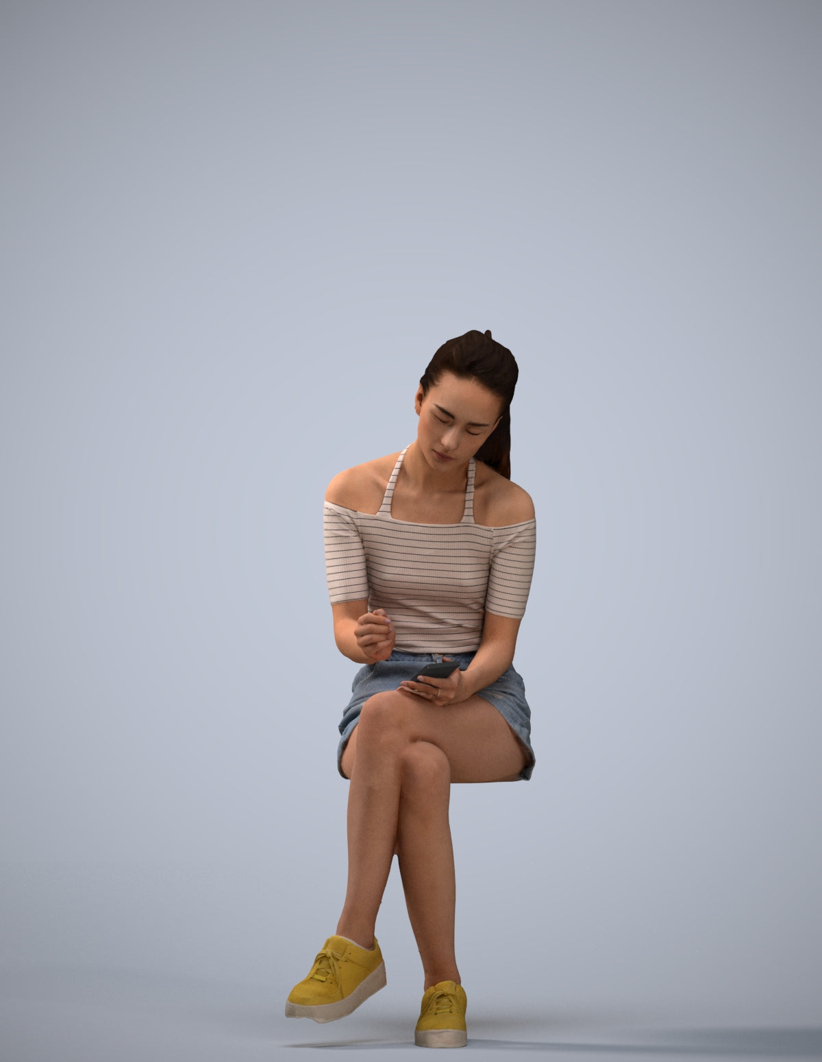 realistic 3D people woman casual sitting, render-ready for V-Ray and Corona, FBX OBJ