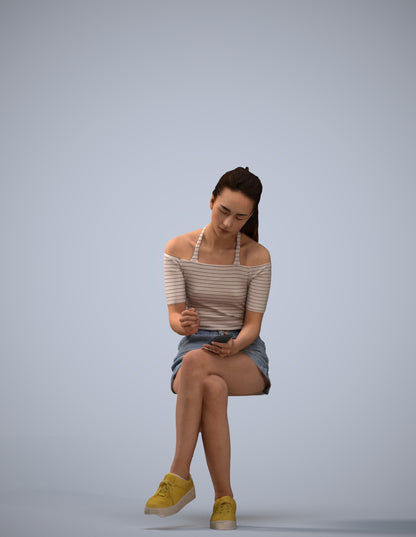 realistic 3D people woman casual sitting, render-ready for V-Ray and Corona, FBX OBJ