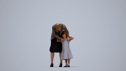 realistic 3D human girl casual kids, archviz people FBX OBJ for Blender, top-down view render