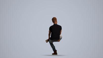 realistic 3D man casual sitting, scanned archviz people for Blender and 3ds Max, front view render
