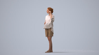 realistic 3D people woman casual standing, render-ready for V-Ray and Corona, FBX OBJ, three-quarter view render