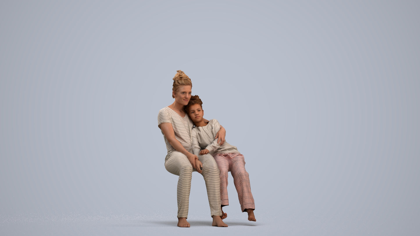 realistic 3D girl kids, scanned archviz people for Blender and 3ds Max, standing pose render