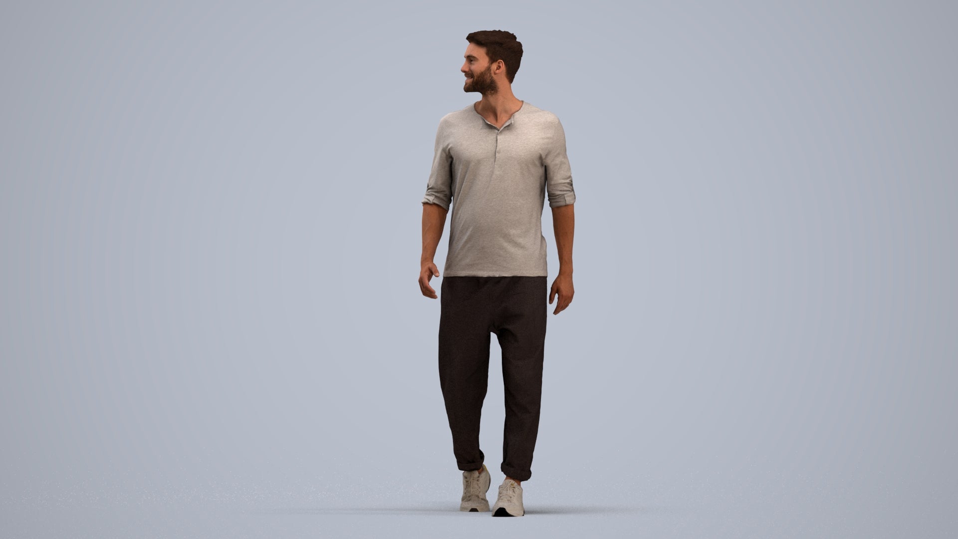 realistic 3D human man casual walking, archviz people FBX OBJ for Blender, standing pose render