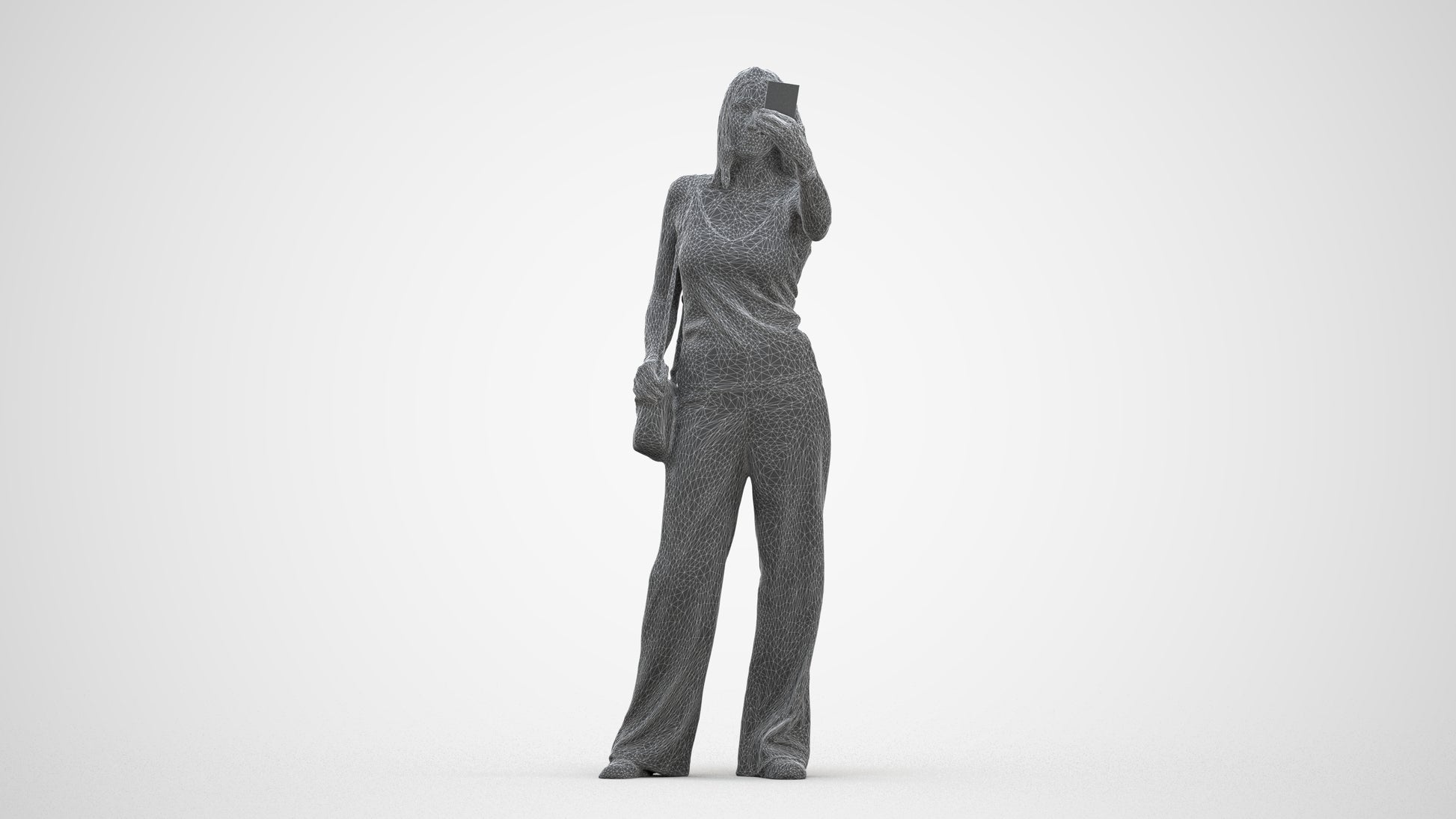 3D people model woman casual standing, scanned human for 3ds Max rendering, three-quarter front view render