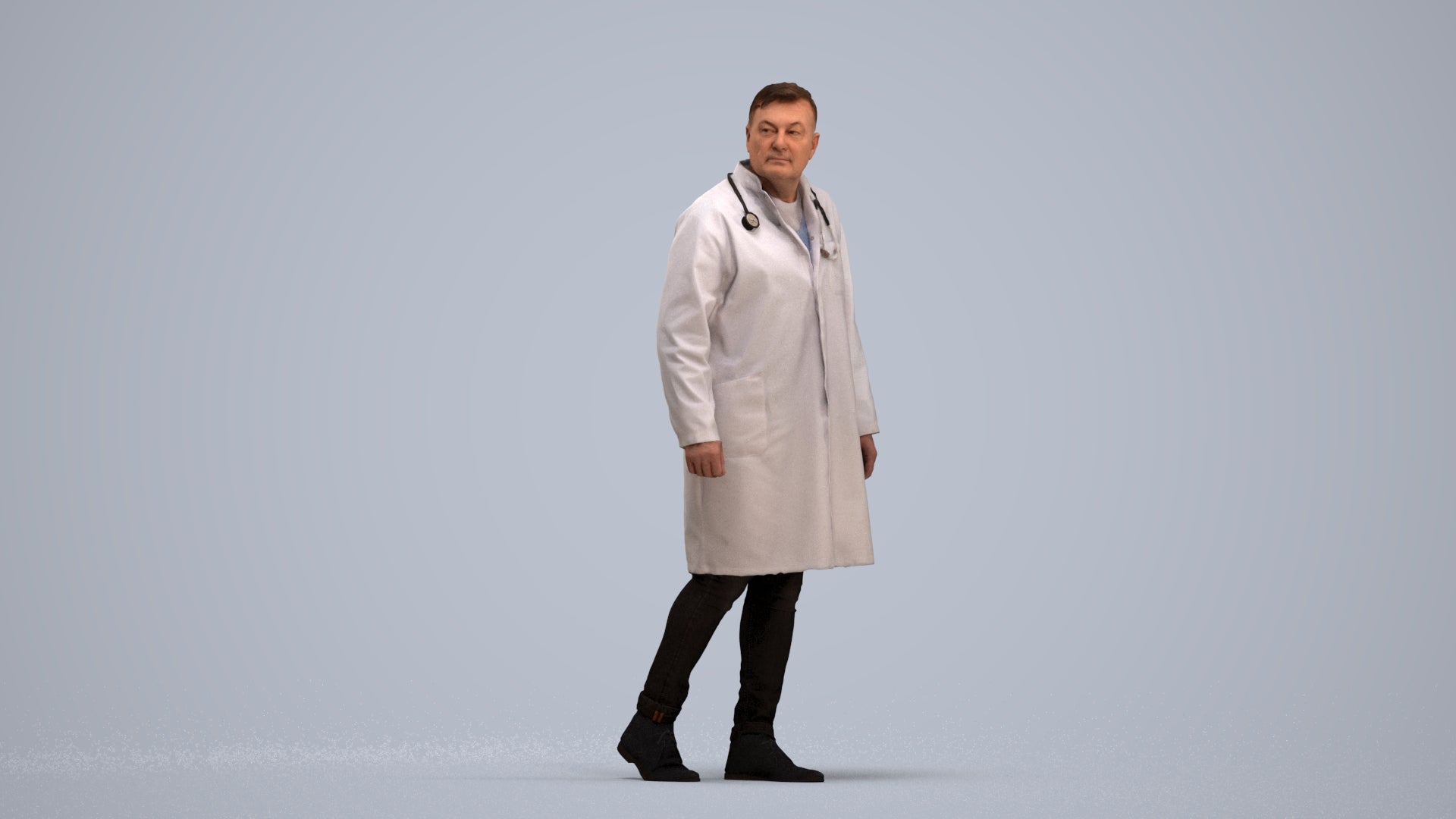 3D human model man medical, photogrammetry scanned person for archviz, standing pose render