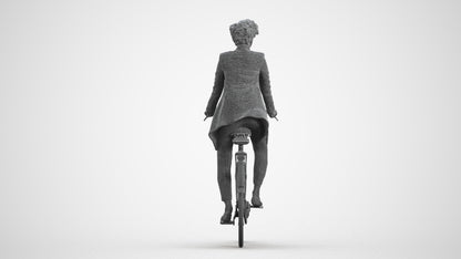 realistic 3D people woman business cycling, render-ready for V-Ray and Corona, FBX OBJ, wireframe front view