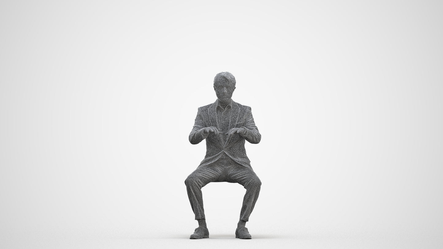 scanned 3D man business, photogrammetry people for Enscape and V-Ray, three-quarter front view render