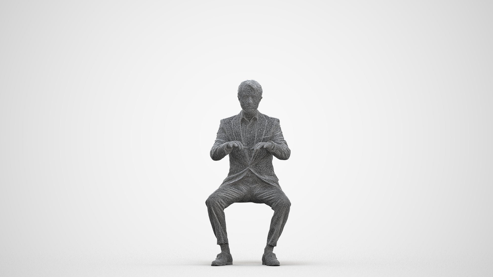 scanned 3D man business, photogrammetry people for Enscape and V-Ray, three-quarter front view render
