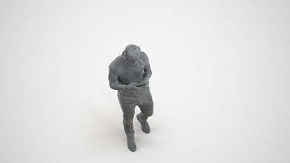 realistic 3D man casual standing, scanned archviz people for Blender and 3ds Max, wireframe three-quarter view