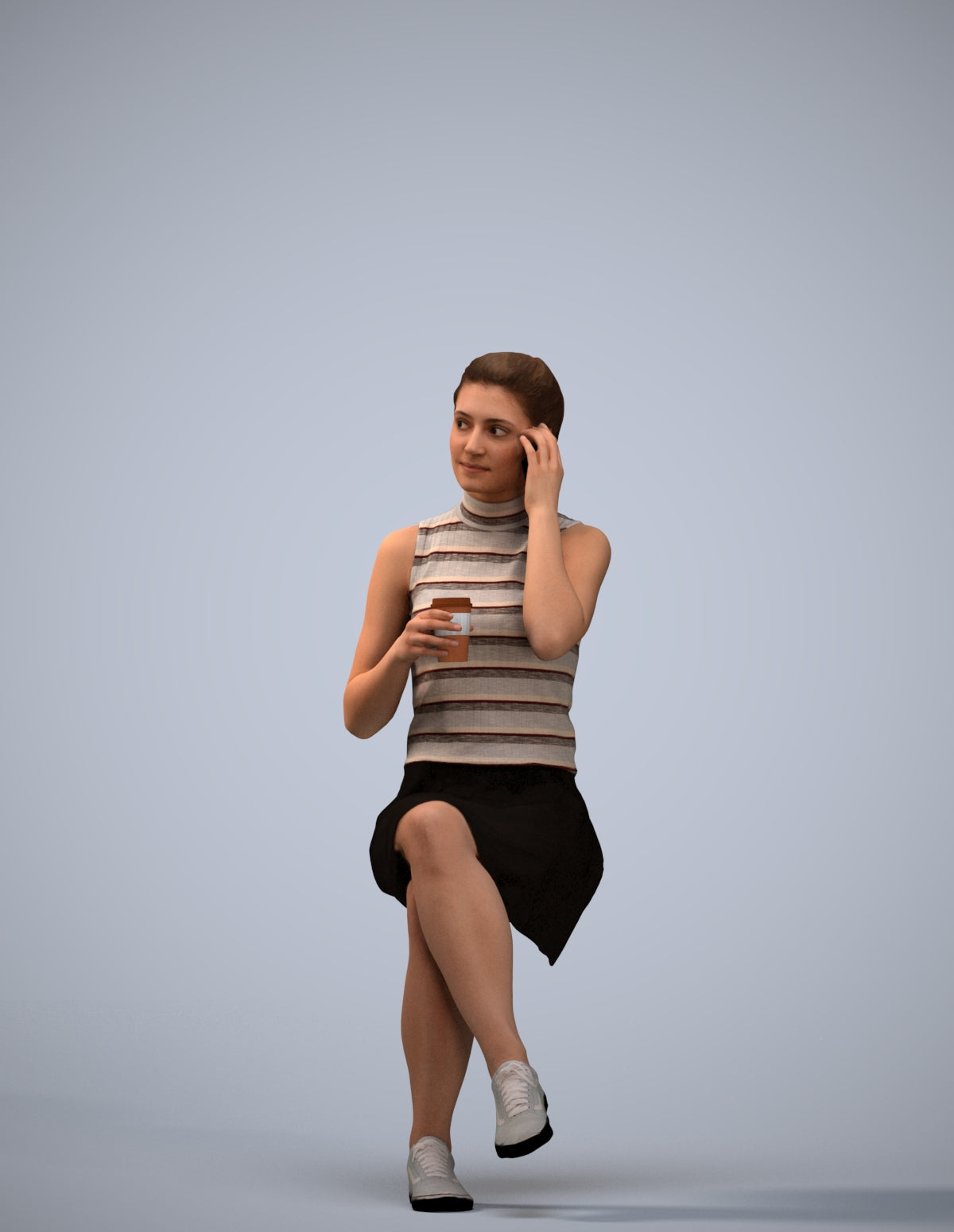realistic 3D people woman sitting, render-ready for V-Ray and Corona, FBX OBJ