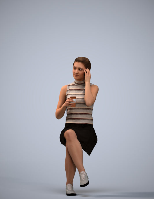 realistic 3D people woman sitting, render-ready for V-Ray and Corona, FBX OBJ