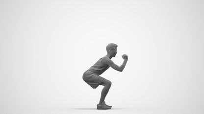 photogrammetry 3D man sport, realistic human model archviz FBX, wireframe side view