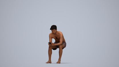 scanned 3D man pool, photogrammetry people for Enscape and V-Ray, top-down view render