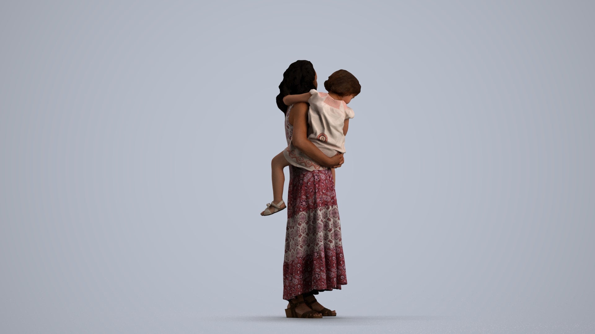 3D people model girl casual kids, scanned human for 3ds Max rendering, front view render