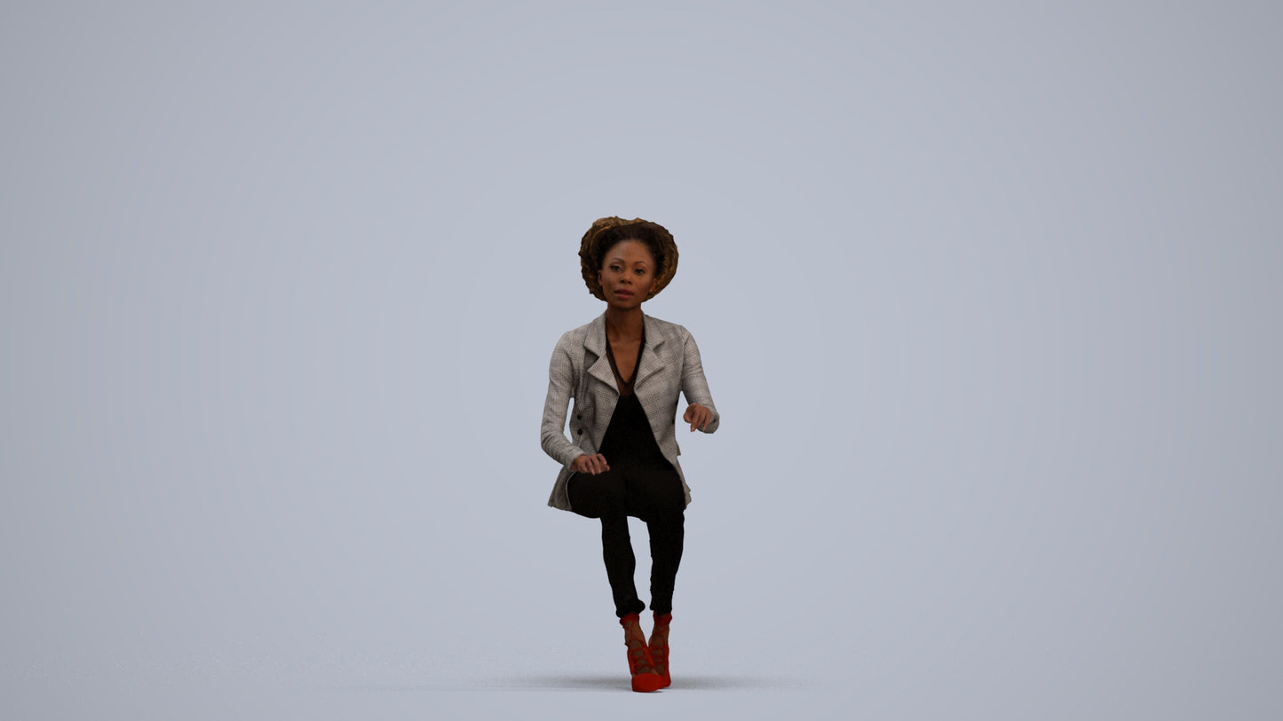 realistic 3D people woman business sitting, render-ready for V-Ray and Corona, FBX OBJ, standing pose render