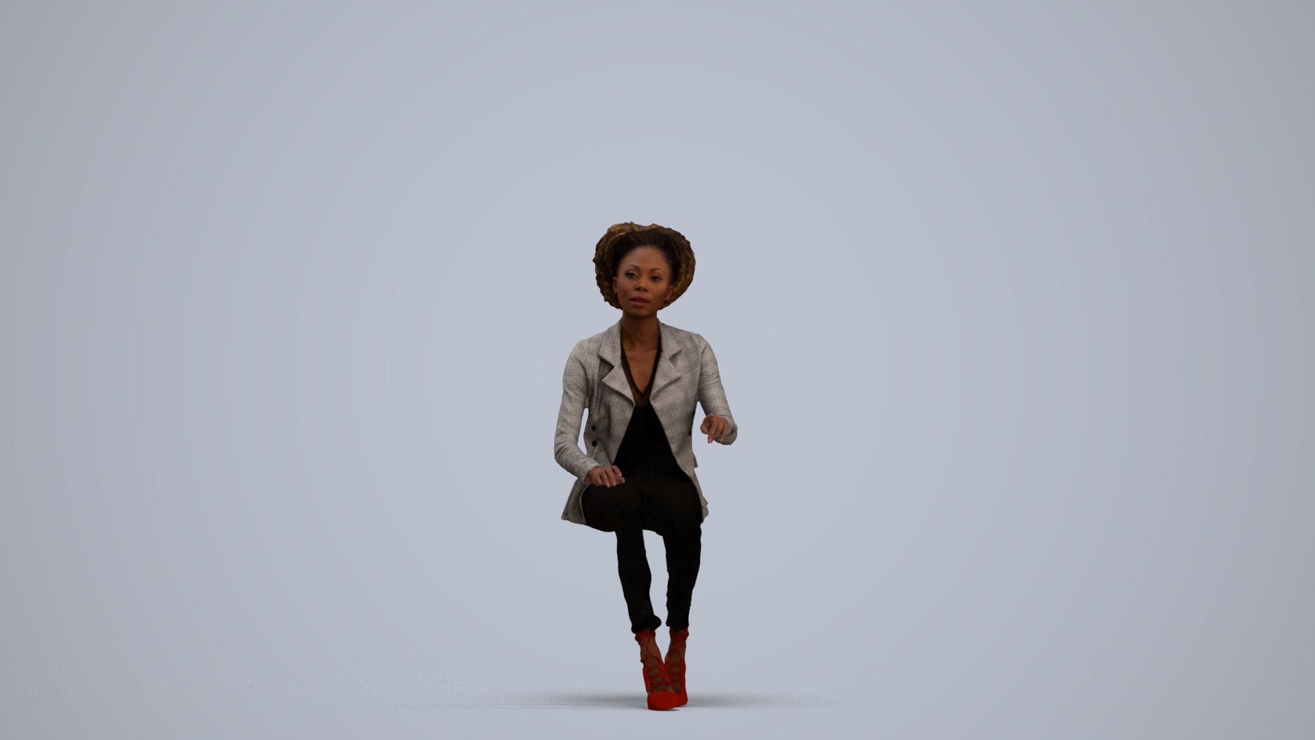 realistic 3D people woman business sitting, render-ready for V-Ray and Corona, FBX OBJ, standing pose render