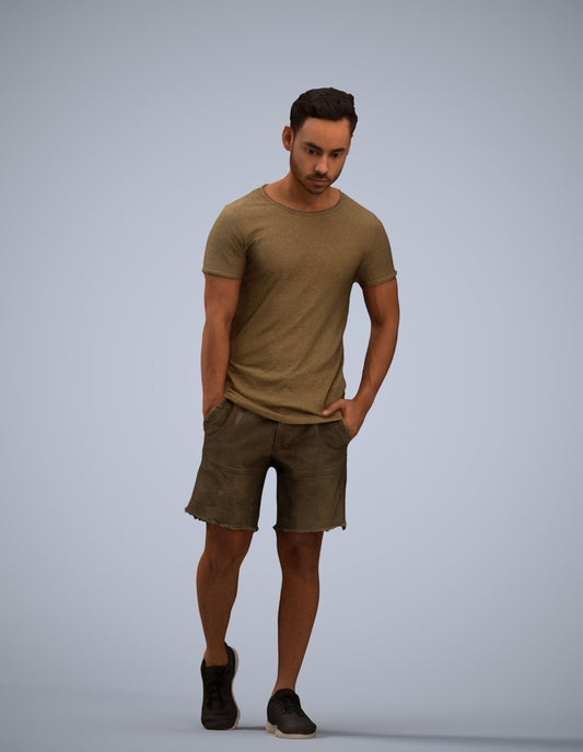 realistic 3D human man casual walking, archviz people FBX OBJ for Blender