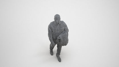 realistic 3D man business, scanned archviz people for Blender and 3ds Max, wireframe three-quarter view