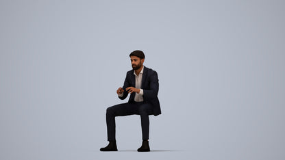 scanned 3D man business, photogrammetry people for Enscape and V-Ray, top-down view render