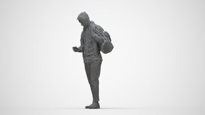 realistic 3D people man casual walking, render-ready for V-Ray and Corona, FBX OBJ, wireframe back view